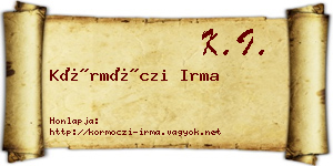 Körmöczi Irma névjegykártya