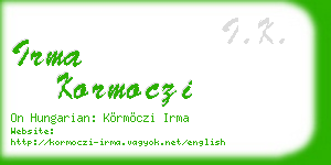 irma kormoczi business card